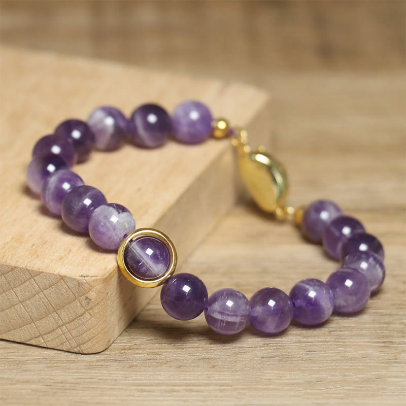 Pulsera con hebilla de cuentas de amatista natural de Buddha Stones que alivia el estrés - image 3