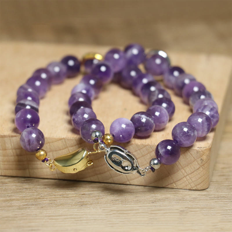 Pulsera con hebilla de cuentas de amatista natural de Buddha Stones que alivia el estrés - image 12