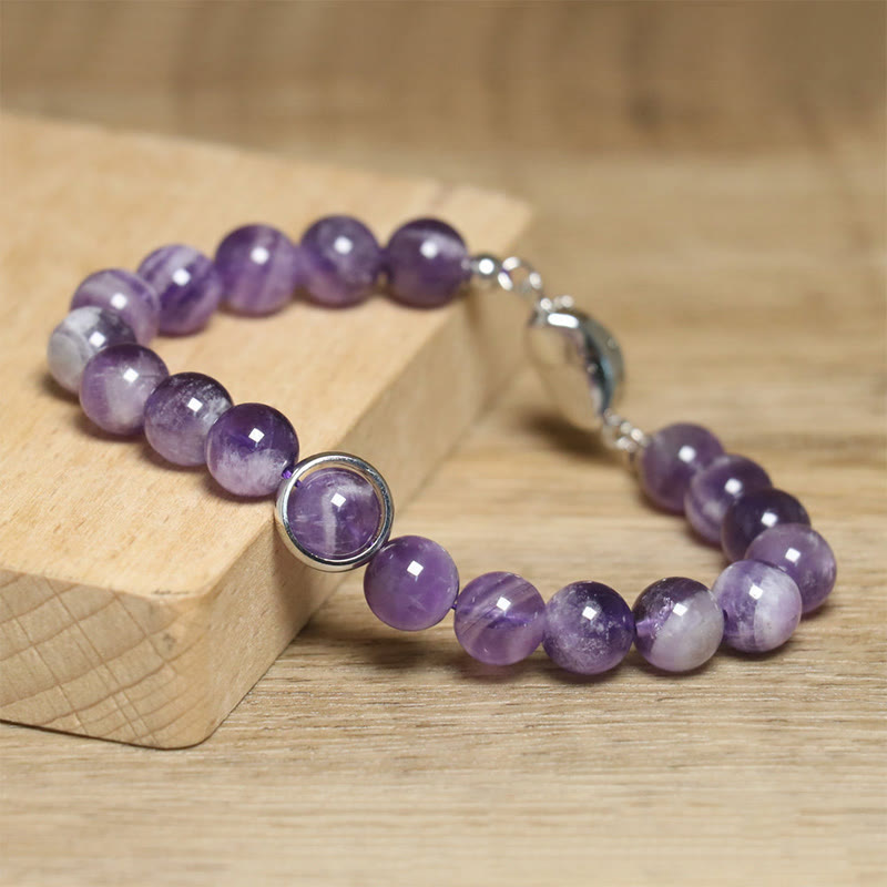 Pulsera con hebilla de cuentas de amatista natural de Buddha Stones que alivia el estrés - image 9
