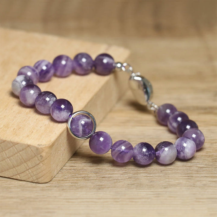Pulsera con hebilla de cuentas de amatista natural de Buddha Stones que alivia el estrés - image 9