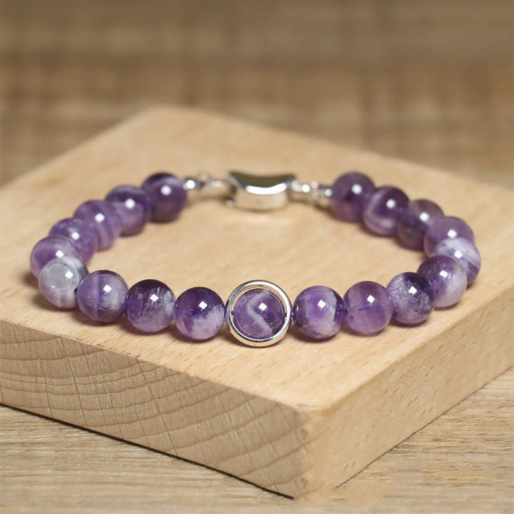 Pulsera con hebilla de cuentas de amatista natural de Buddha Stones que alivia el estrés - image 8