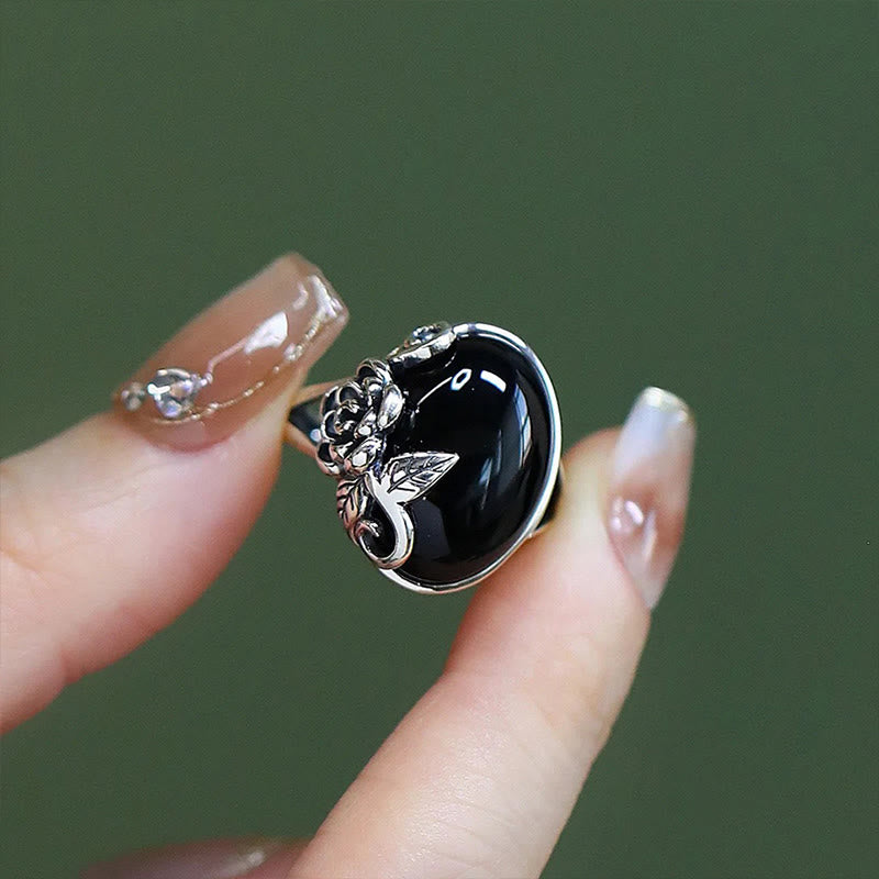 Anillo ajustable de autocuidado con flor de rosa de cobre y Buddha Stones - image 2