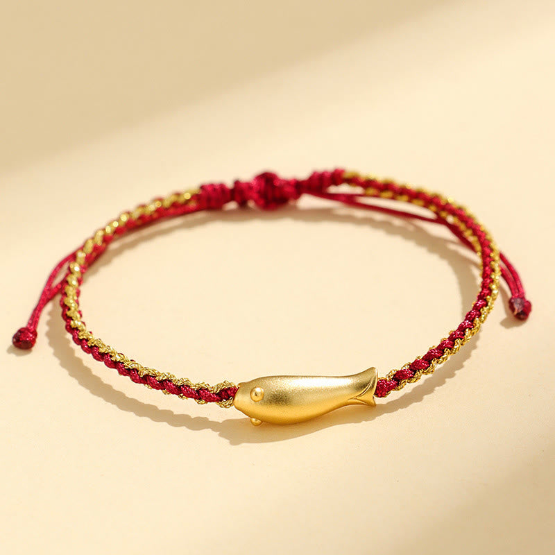 Pulsera de cuerda protectora con Buddha Stones en plata de ley 999 con peces koi de la suerte - Cuerda roja oscura (circunferencia de la muñeca: 15-19 cm) - image 11