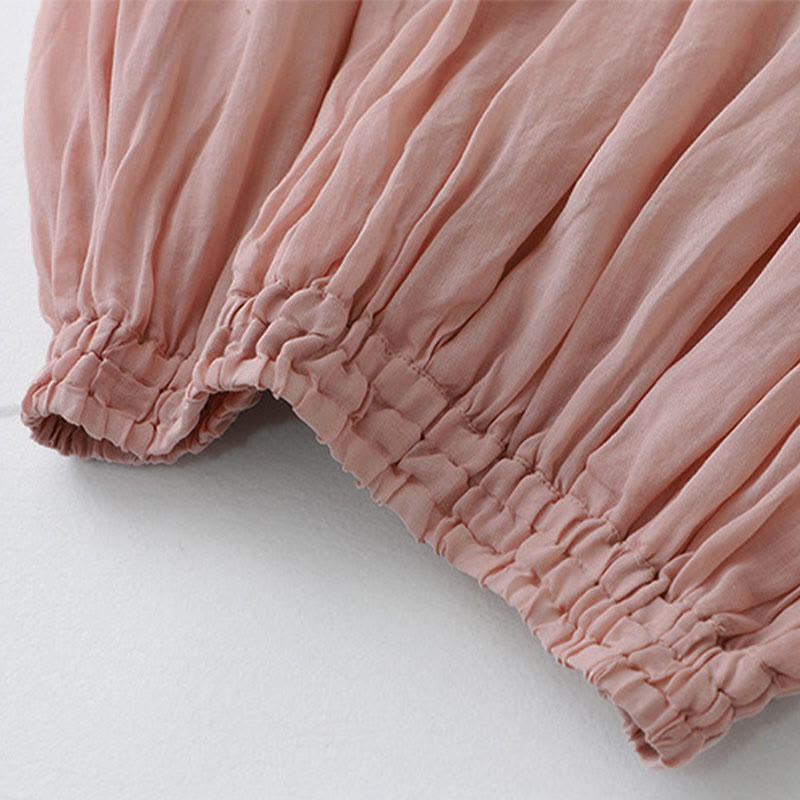Falda de algodón con cintura elástica y encaje liso de Buddha Stones para mujer - image 8