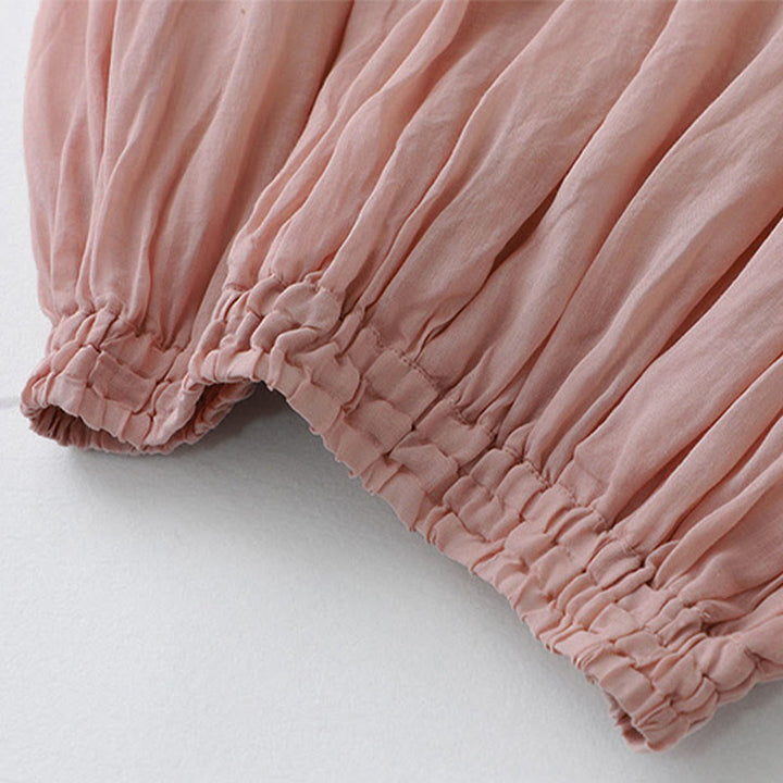 Falda de algodón con cintura elástica y encaje liso de Buddha Stones para mujer - image 8