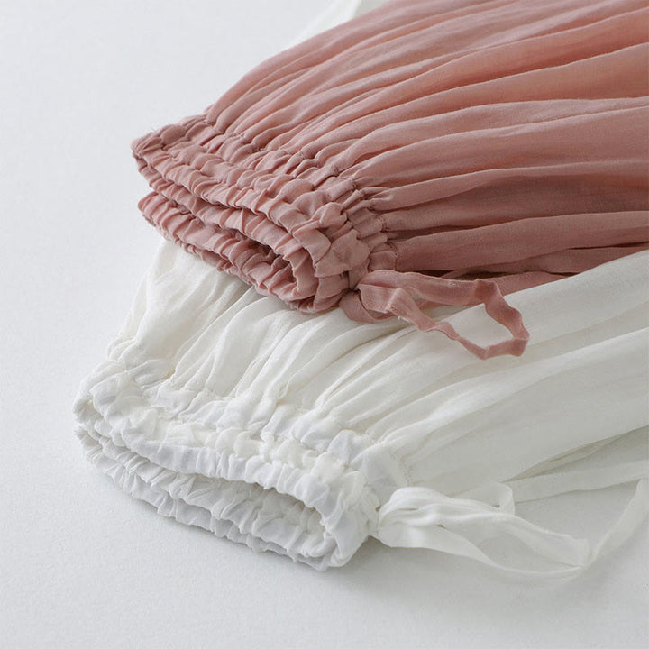 Falda de algodón con cintura elástica y encaje liso de Buddha Stones para mujer - image 18