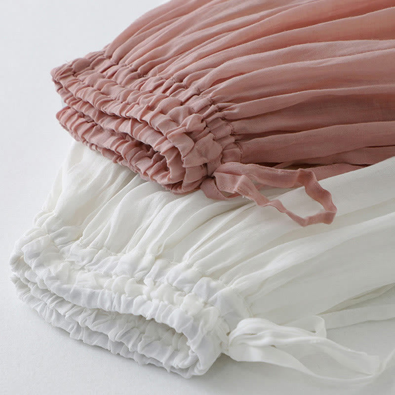 Falda de algodón con cintura elástica y encaje liso de Buddha Stones para mujer - image 20