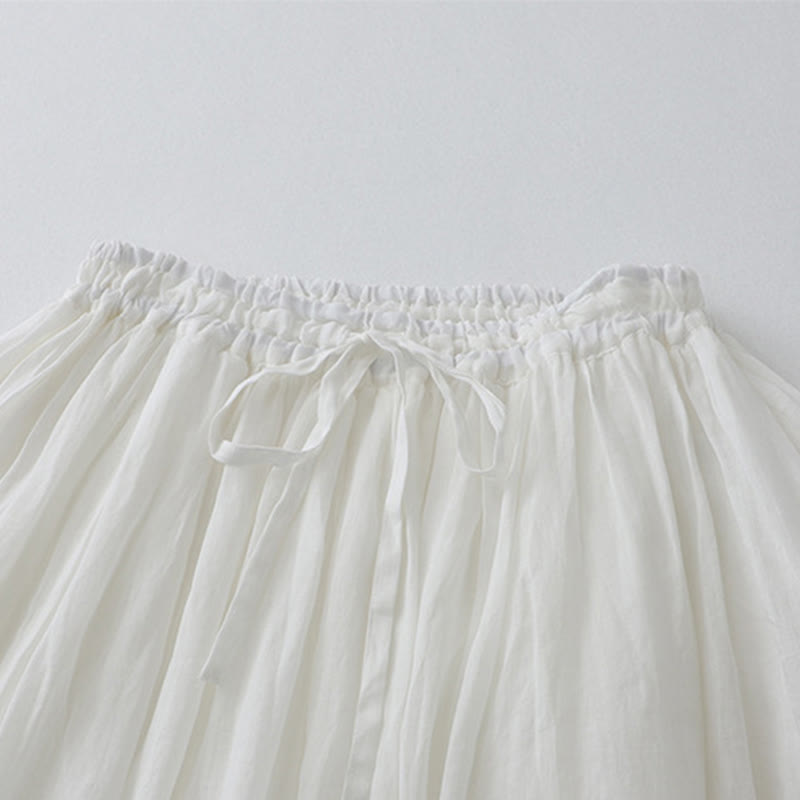 Falda de algodón con cintura elástica y encaje liso de Buddha Stones para mujer - image 13