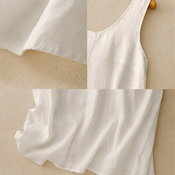 Vestido midi sin mangas de diseño sencillo, color liso, cuello redondo y bolsillos, estampado Buddha Stones, ideal para uso diario en verano. - image 8