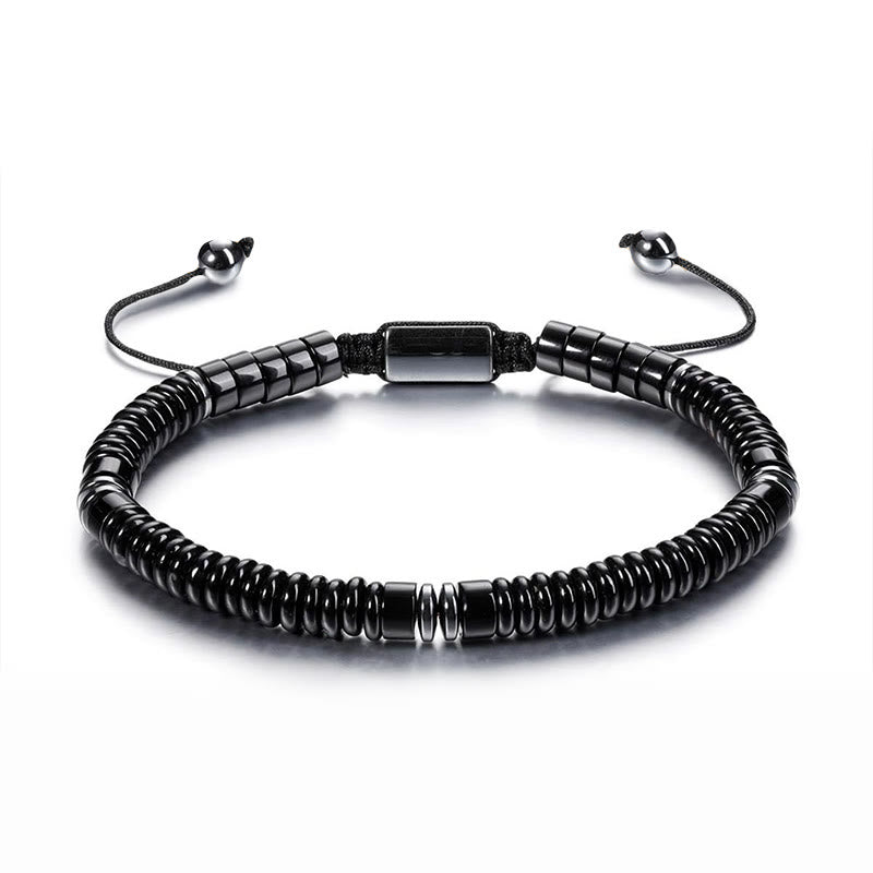 Pulsera de cuerda de fuerza con Buddha Stones, obsidiana negra pequeña, aventurina verde, jaspe gris, ojo de tigre - Obsidiana negra (circunferencia de la muñeca: 15-20 cm) - image 1