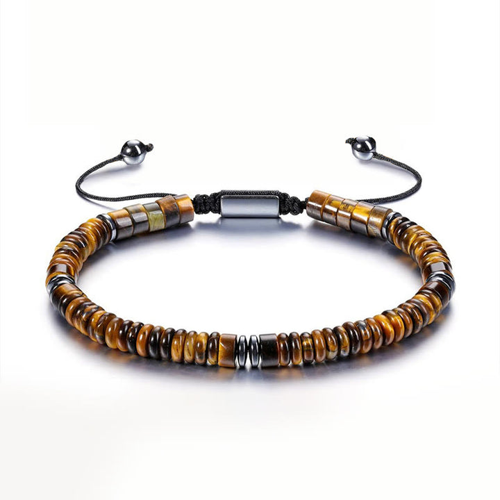Pulsera de cuerda de fuerza con Buddha Stones, obsidiana negra pequeña, aventurina verde, jaspe gris, ojo de tigre - Ojo de tigre (circunferencia de la muñeca: 15-20 cm) - image 7