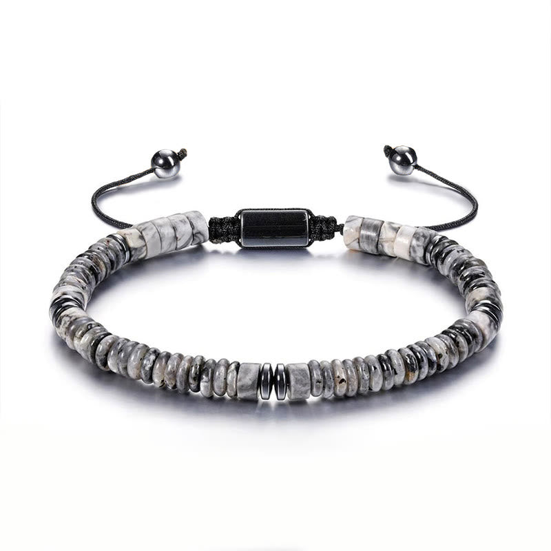 Pulsera de cuerda de fuerza con Buddha Stones, obsidiana negra pequeña, aventurina verde, jaspe gris, ojo de tigre - Jaspe gris (circunferencia de la muñeca: 15-20 cm) - image 5