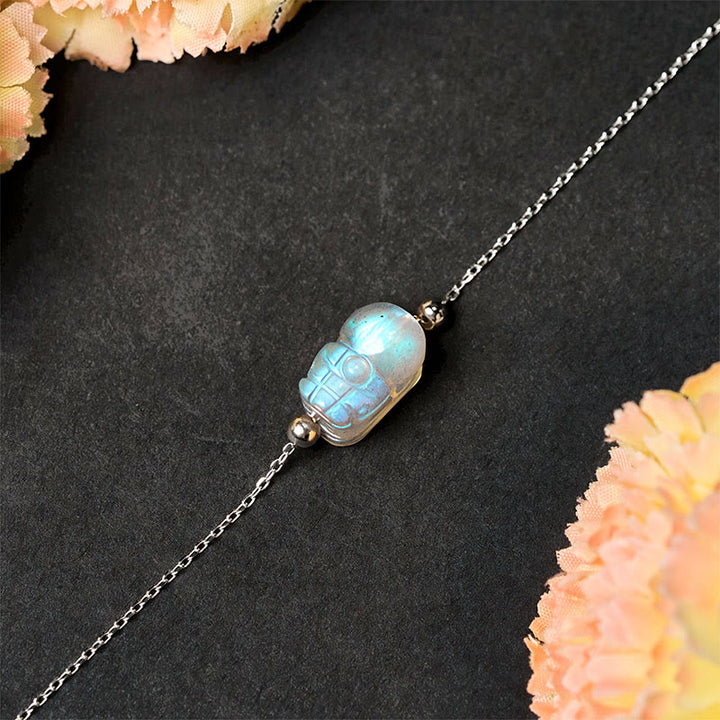 Pulsera curativa de piedra lunar Pixiu de plata de ley 925 con Buddha Stones - image 3