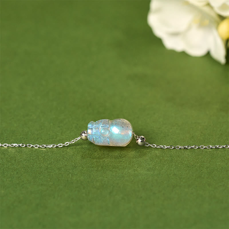 Pulsera curativa de piedra lunar Pixiu de plata de ley 925 con Buddha Stones - image 1