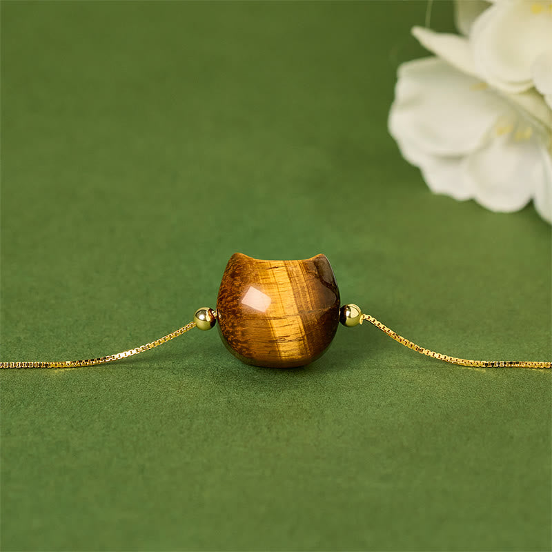 Pulsera de protección con ojo de tigre y gato de plata de ley 925 Buddha Stones - image 1