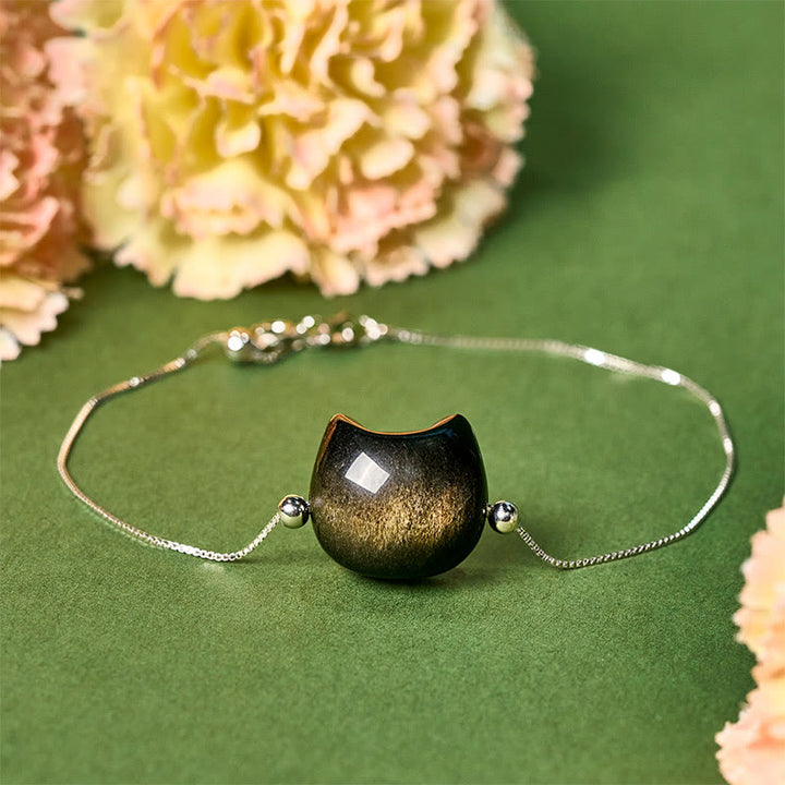 Pulsera relajante de obsidiana dorada con Buddha Stones en plata de ley 925 y brillo plateado. - Obsidiana con brillo dorado - 17-22 cm - image 10