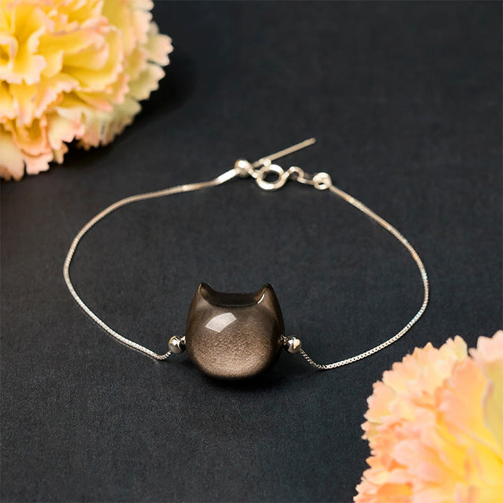 Pulsera relajante de obsidiana dorada con Buddha Stones en plata de ley 925 y brillo plateado. - image 4