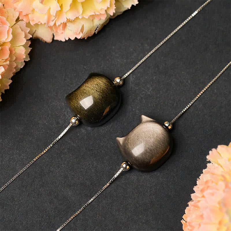 Pulsera relajante de obsidiana dorada con Buddha Stones en plata de ley 925 y brillo plateado. - image 16