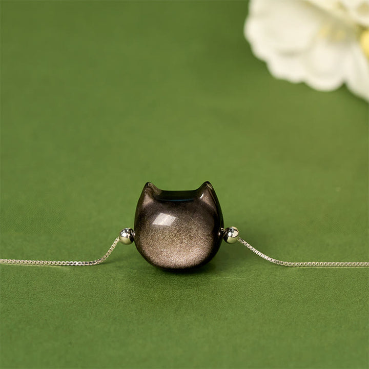 Pulsera relajante de obsidiana dorada con Buddha Stones en plata de ley 925 y brillo plateado. - image 3