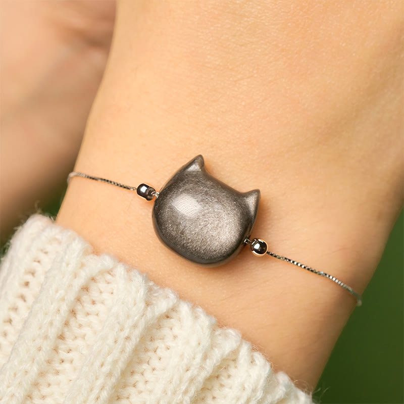 Pulsera relajante de obsidiana dorada con Buddha Stones en plata de ley 925 y brillo plateado. - image 2