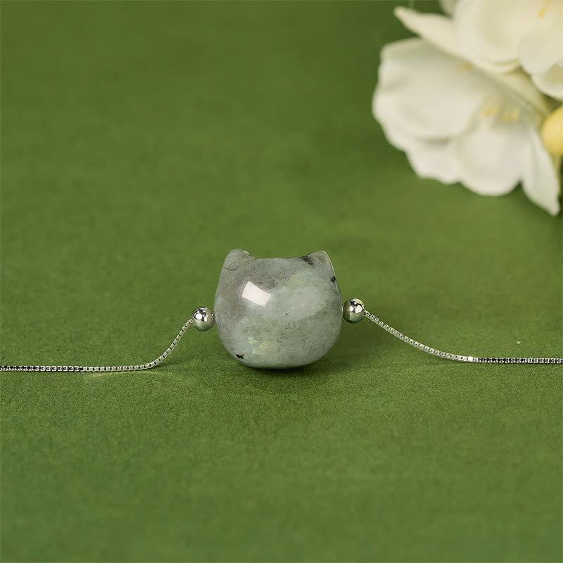 Pulsera curativa de labradorita natural con cabeza de gato sin rostro de Buddha Stones en plata de ley 925 - image 2