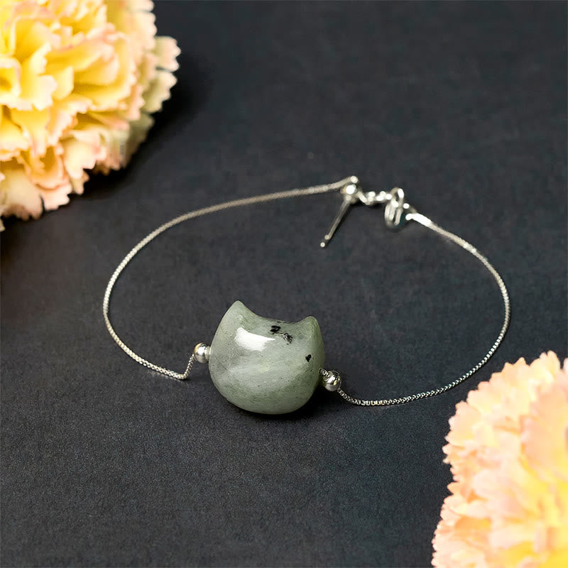 Pulsera curativa de labradorita natural con cabeza de gato sin rostro de Buddha Stones en plata de ley 925 - image 3