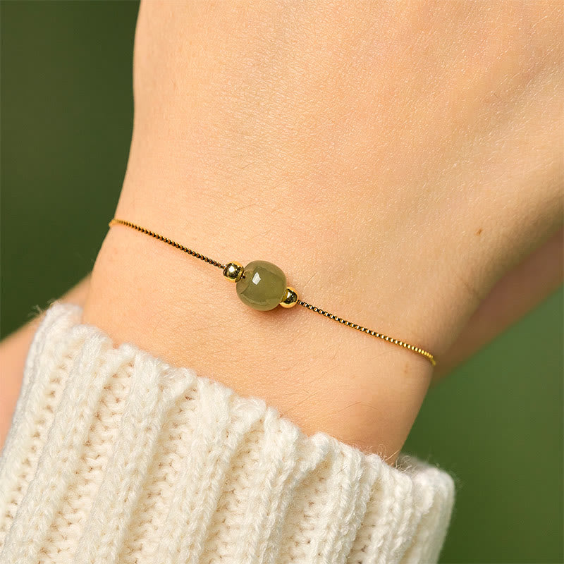 Pulsera de cadena con cuentas de jade natural de plata de ley 925 con Buddha Stones - image 3