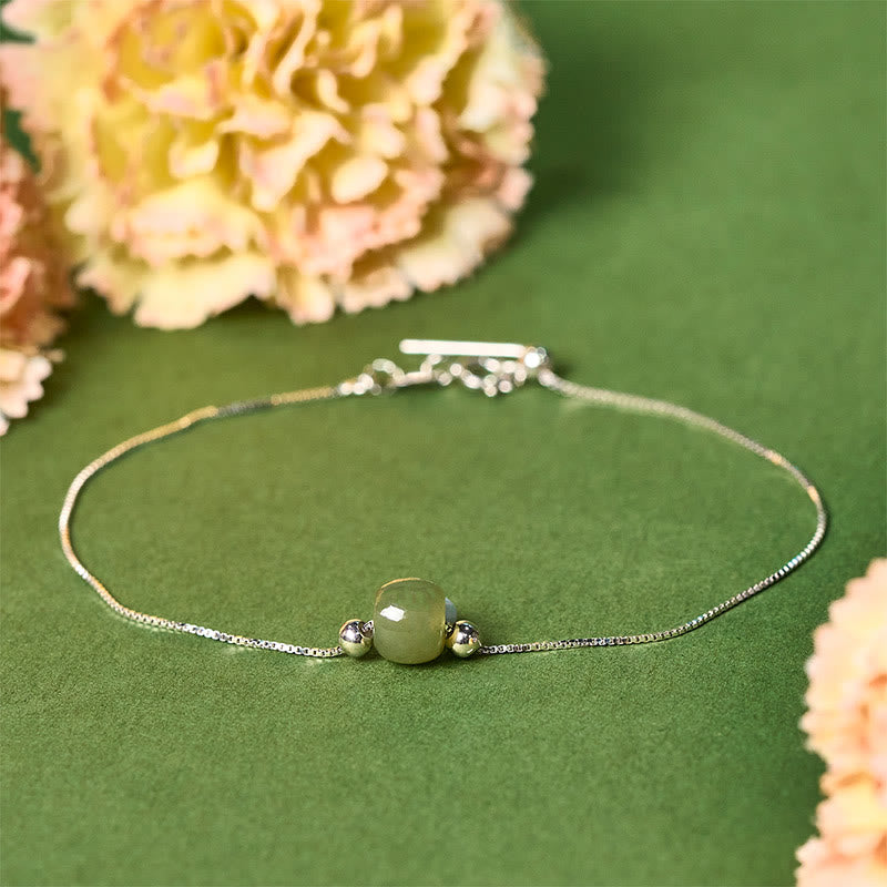 Pulsera de cadena con cuentas de jade natural de plata de ley 925 con Buddha Stones - Jade verde oscuro - Cadena de plata de ley 925 - image 9