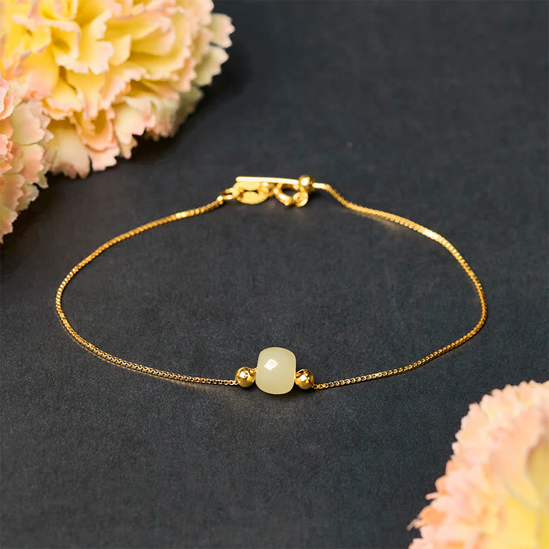 Pulsera de cadena con cuentas de jade natural de plata de ley 925 con Buddha Stones - Jade verde claro - Cadena chapada en oro de plata de ley 925 - image 13
