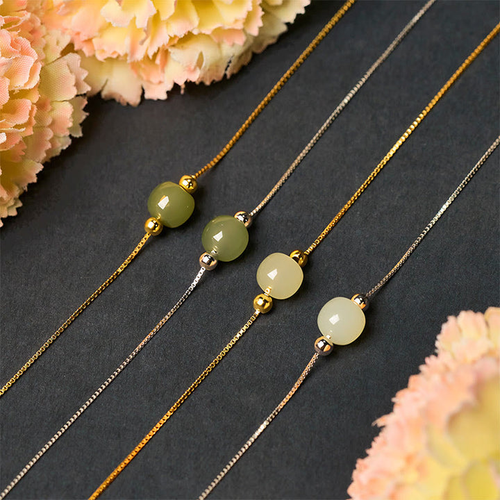 Pulsera de cadena con cuentas de jade natural de plata de ley 925 con Buddha Stones - image 23