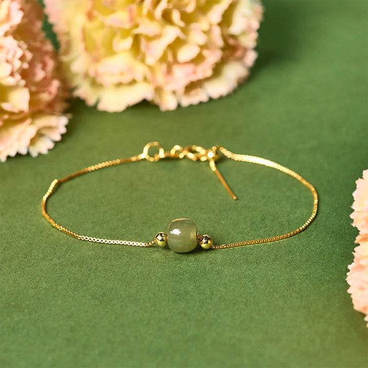 Pulsera de cadena con cuentas de jade natural de plata de ley 925 con Buddha Stones - image 1