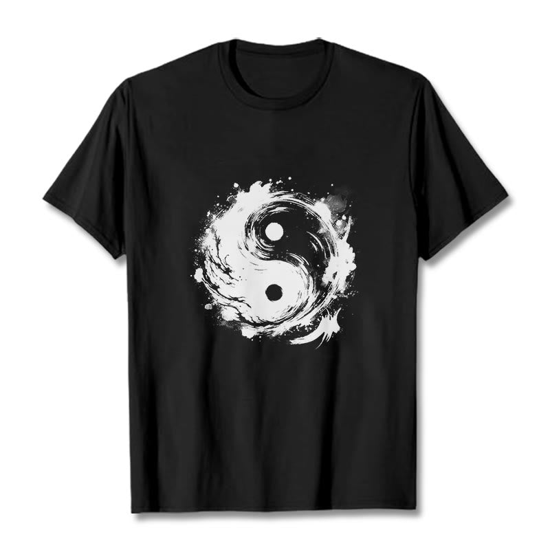 Camiseta con diseño de equilibrio y yin y yang con tinta de Buddha Stones - Negro - 2XL - image 1