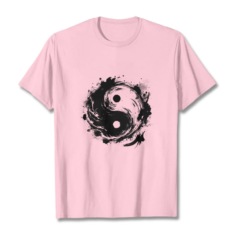 Camiseta con diseño de equilibrio y yin y yang con tinta de Buddha Stones - Rosa claro - 2XL - image 13
