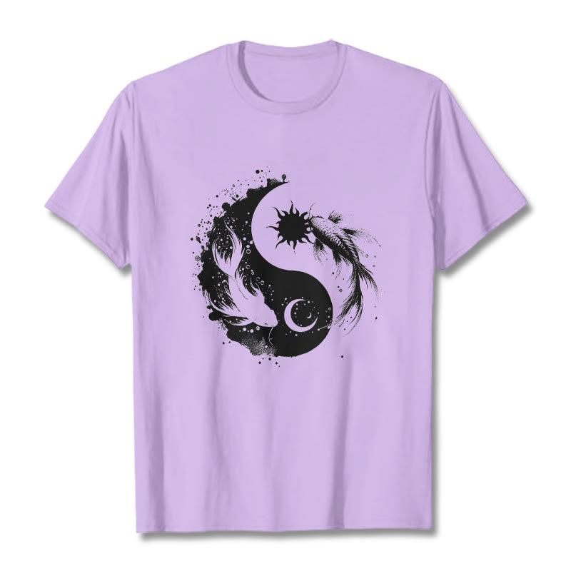 Camiseta con estampado de Buda, Piedras, Sol y Luna, Yin Yang y Koi - Ciruela - 2XL - image 17