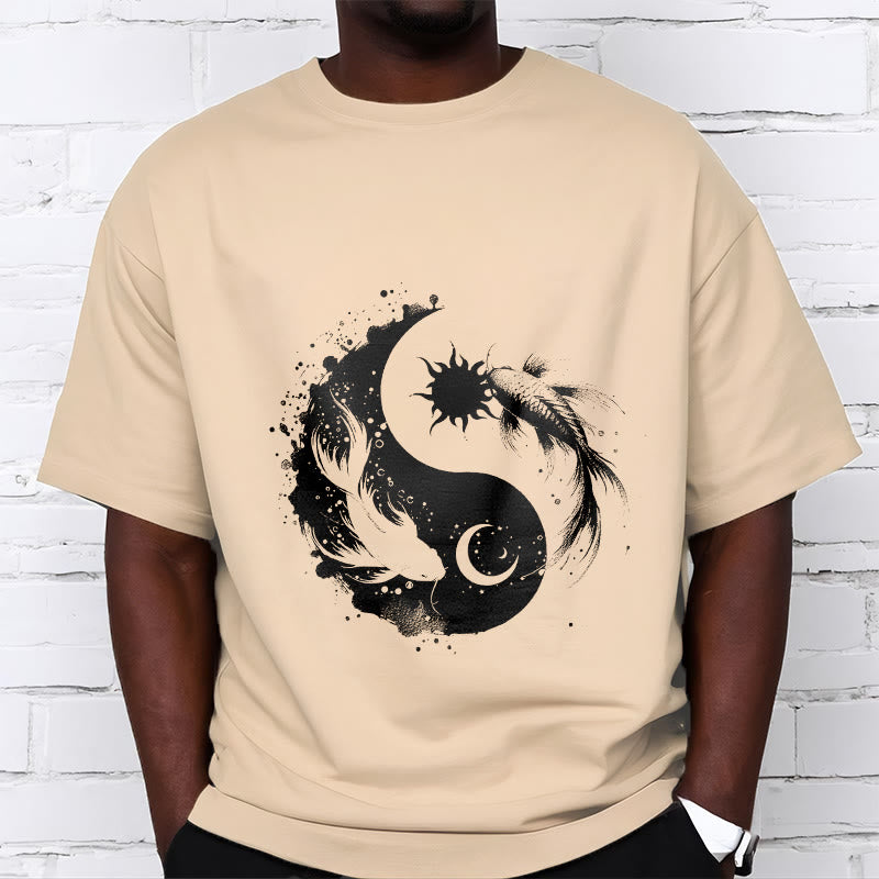 Camiseta con estampado de Buda, Piedras, Sol y Luna, Yin Yang y Koi - image 9