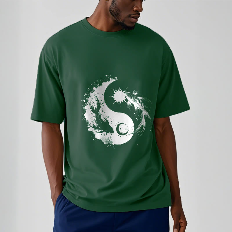 Camiseta con estampado de Buda, Piedras, Sol y Luna, Yin Yang y Koi - image 11