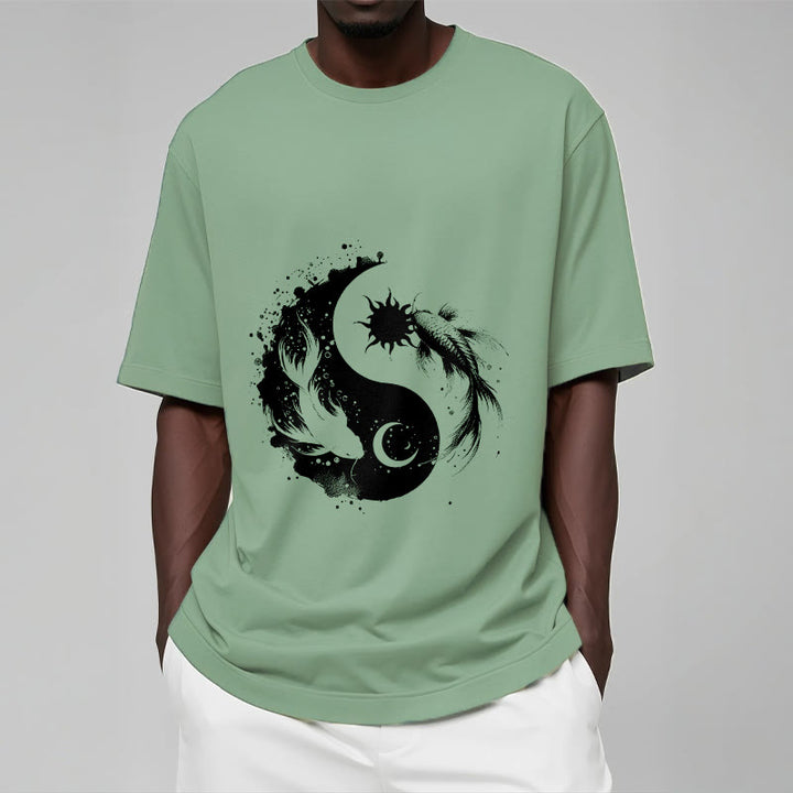 Camiseta con estampado de Buda, Piedras, Sol y Luna, Yin Yang y Koi - image 16