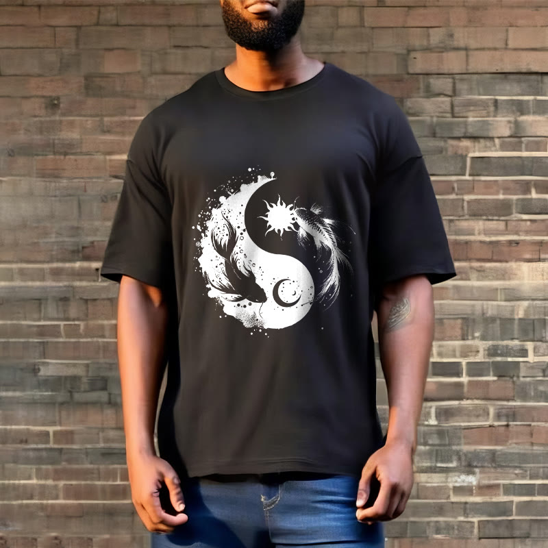 Camiseta con estampado de Buda, Piedras, Sol y Luna, Yin Yang y Koi - image 7