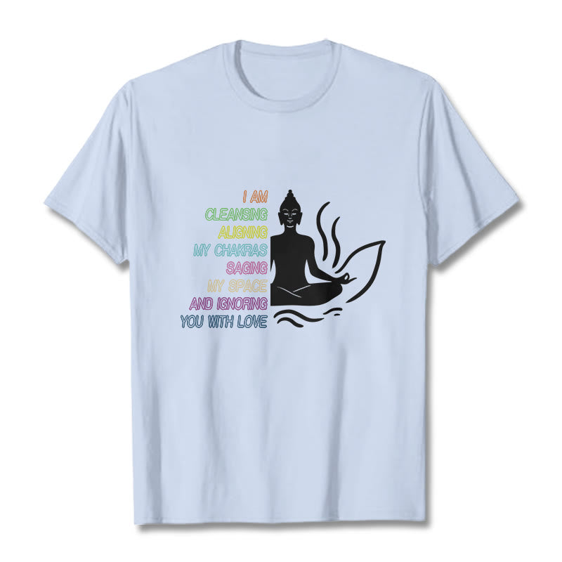 Camiseta con diseño de meditación de flor de loto y Buddha Stones - Cian claro - 灰色 - image 19