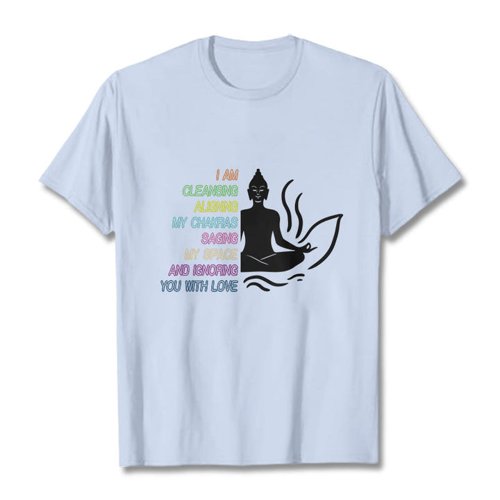 Camiseta con diseño de meditación de flor de loto y Buddha Stones - Cian claro - 灰色 - image 19