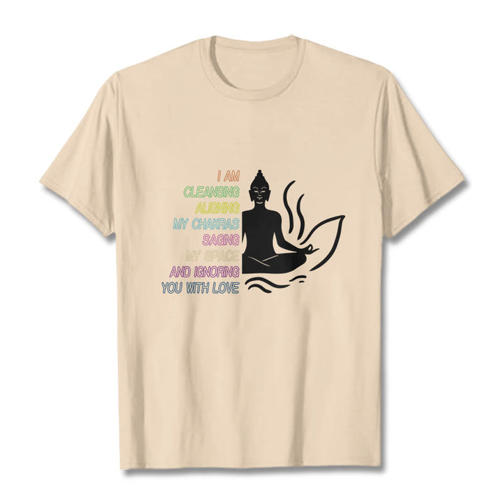Camiseta con diseño de meditación de flor de loto y Buddha Stones - Sopa de mariscos - 灰色 - image 9