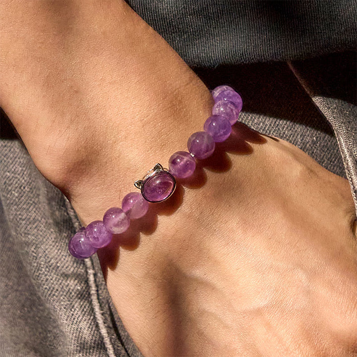 Pulsera curativa con cuentas de amatista natural y Buddha Stones - image 5