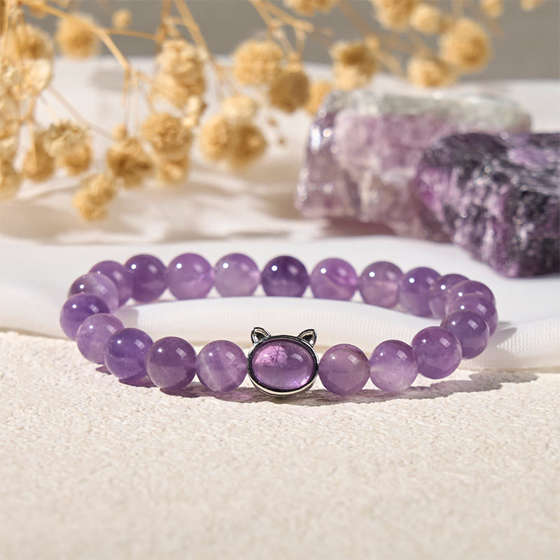 Pulsera curativa con cuentas de amatista natural y Buddha Stones - Amatista (circunferencia de la muñeca: 14-16 cm) - image 1