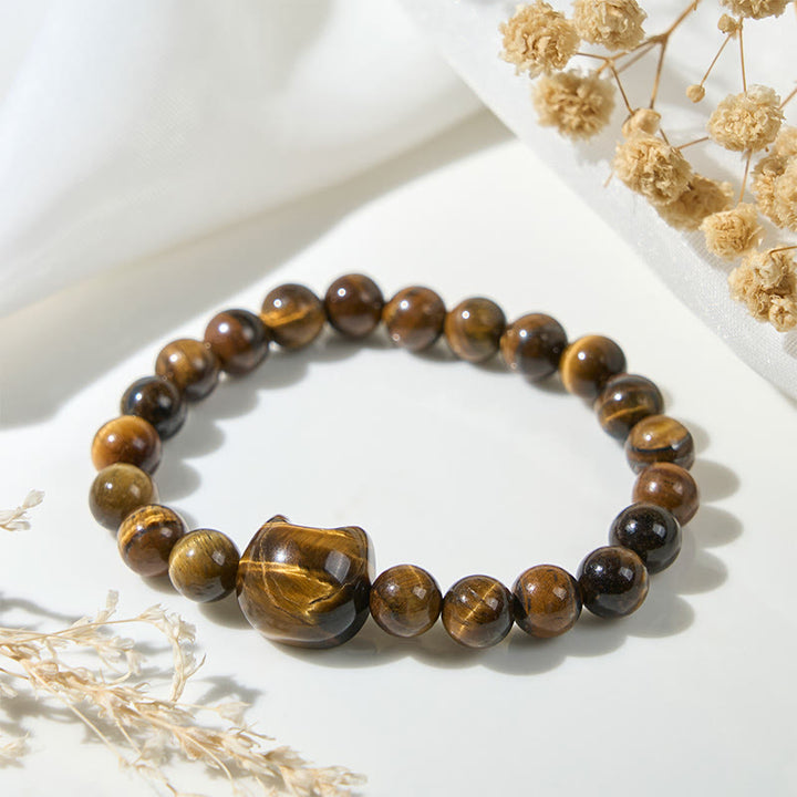 Pulsera de cuentas de energía de ojo de tigre y gato con Buddha Stones - image 3