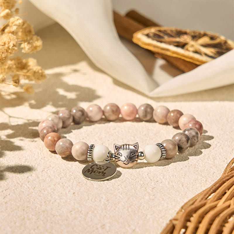 Pulsera protectora de jaspe cebra con diseño de cabeza de gato y Buddha Stones - image 3