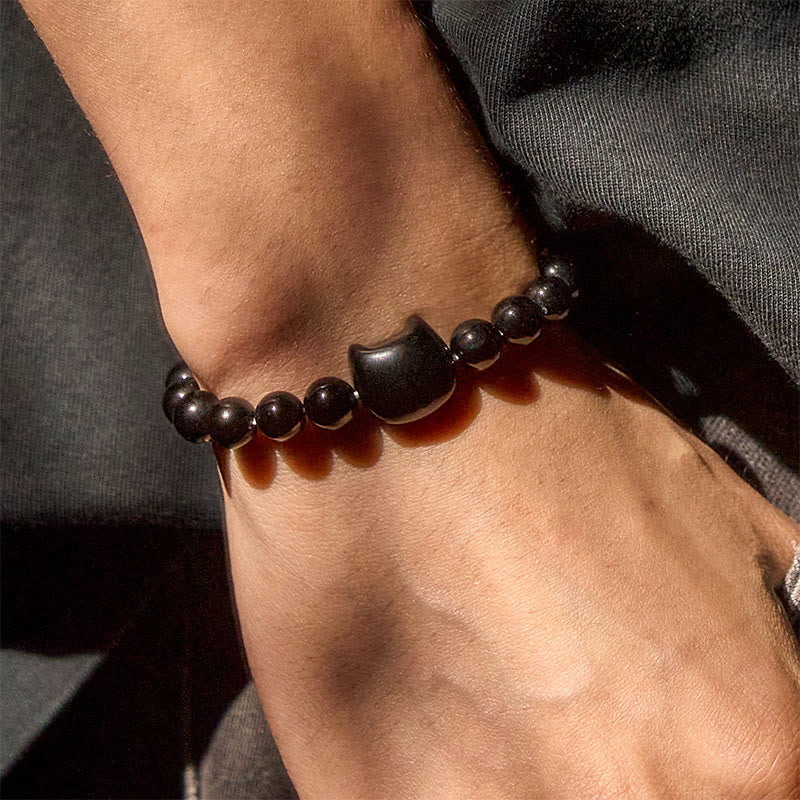 Pulsera de protección de ónix negro natural con Buddha Stones y gato negro - image 12
