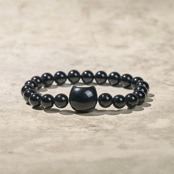 Pulsera de protección de ónix negro natural con Buddha Stones y gato negro - image 9