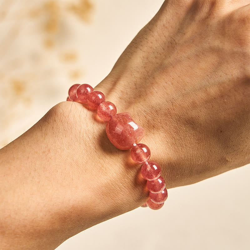 Pulsera de cuarzo fresa natural con Buddha Stones y cristales curativos positivos - image 3