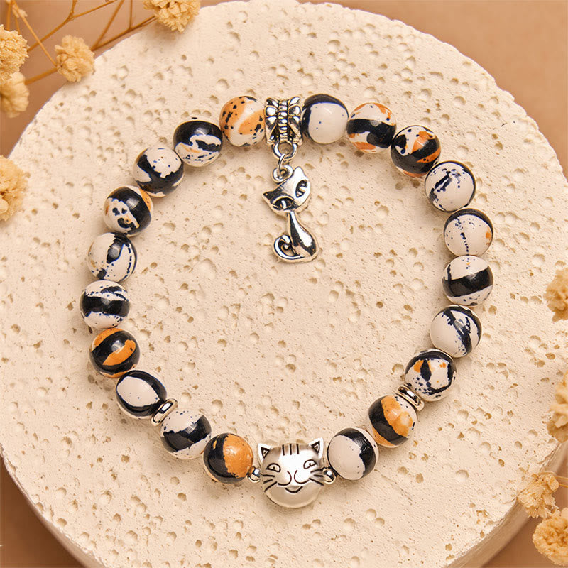 Pulsera de confianza con cuentas de piedra natural de gato calicó de Buddha Stones - image 2
