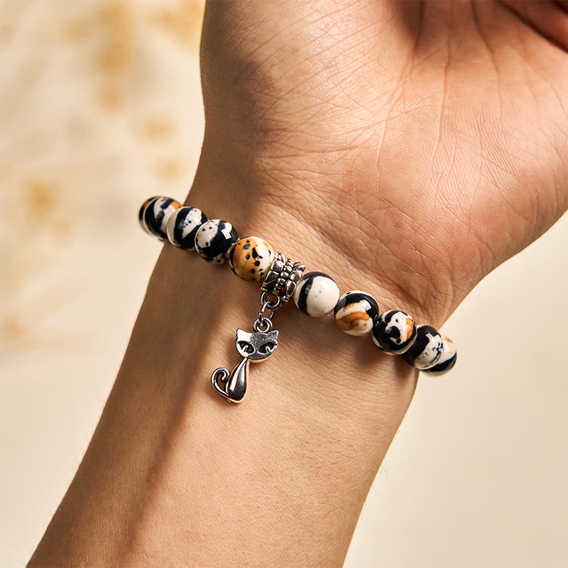 Pulsera de confianza con cuentas de piedra natural de gato calicó de Buddha Stones - image 5